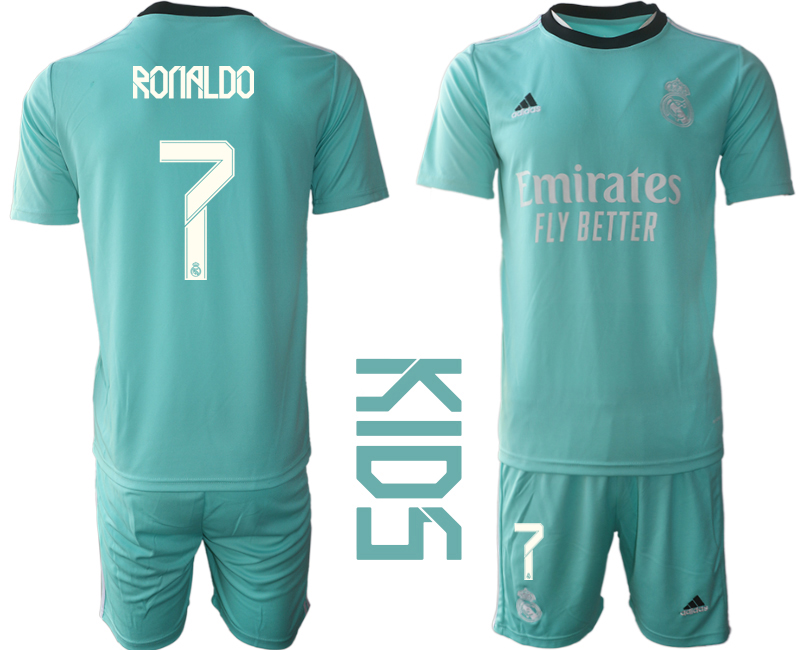 Youth 2021-2022 Club Real Madrid Second away blue #7 Soccer Jersey->youth soccer jersey->Youth Jersey